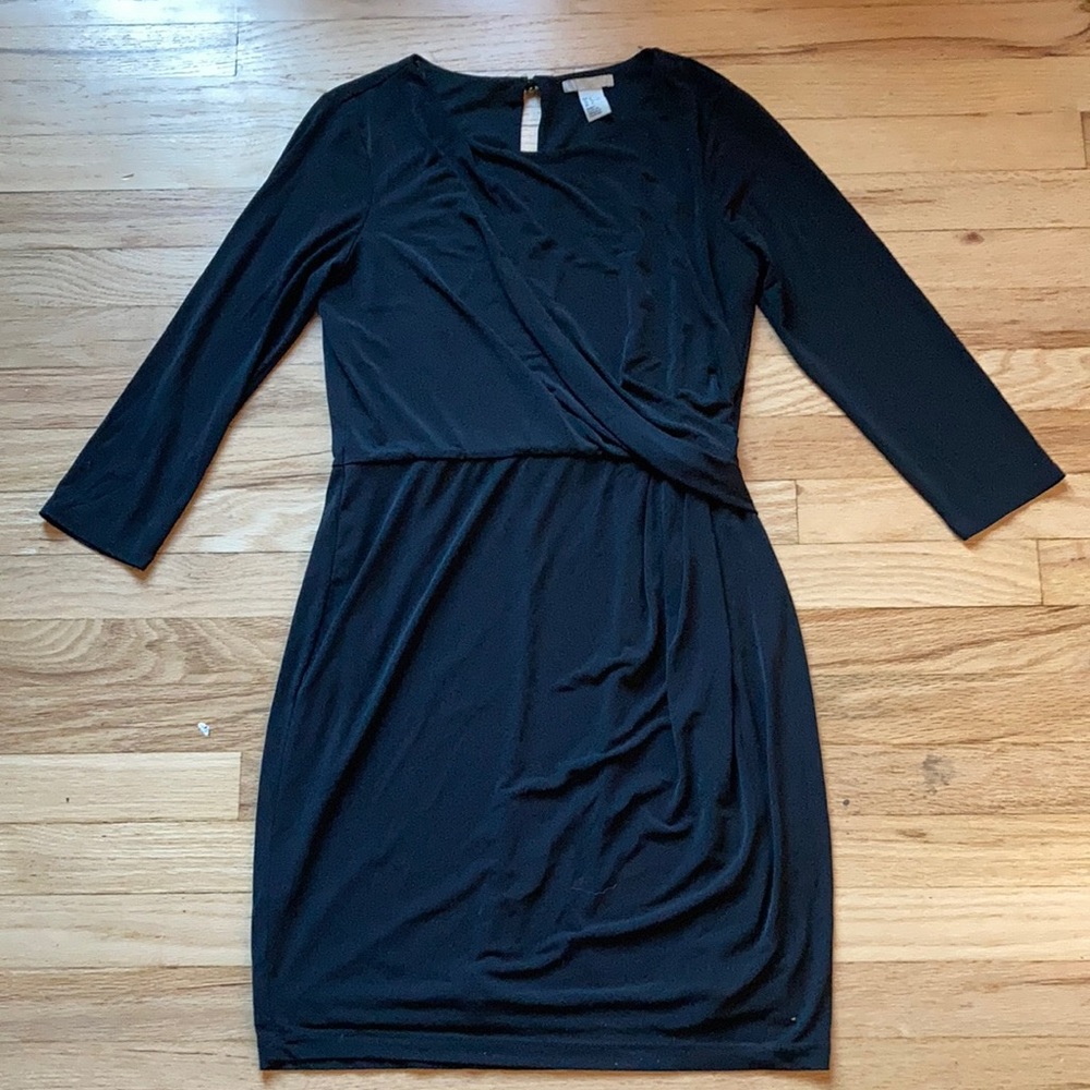 High neck midi dress with quarter sleeves